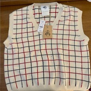 Brooks Brothers - Plaid Knit Sweater Vest - Cream